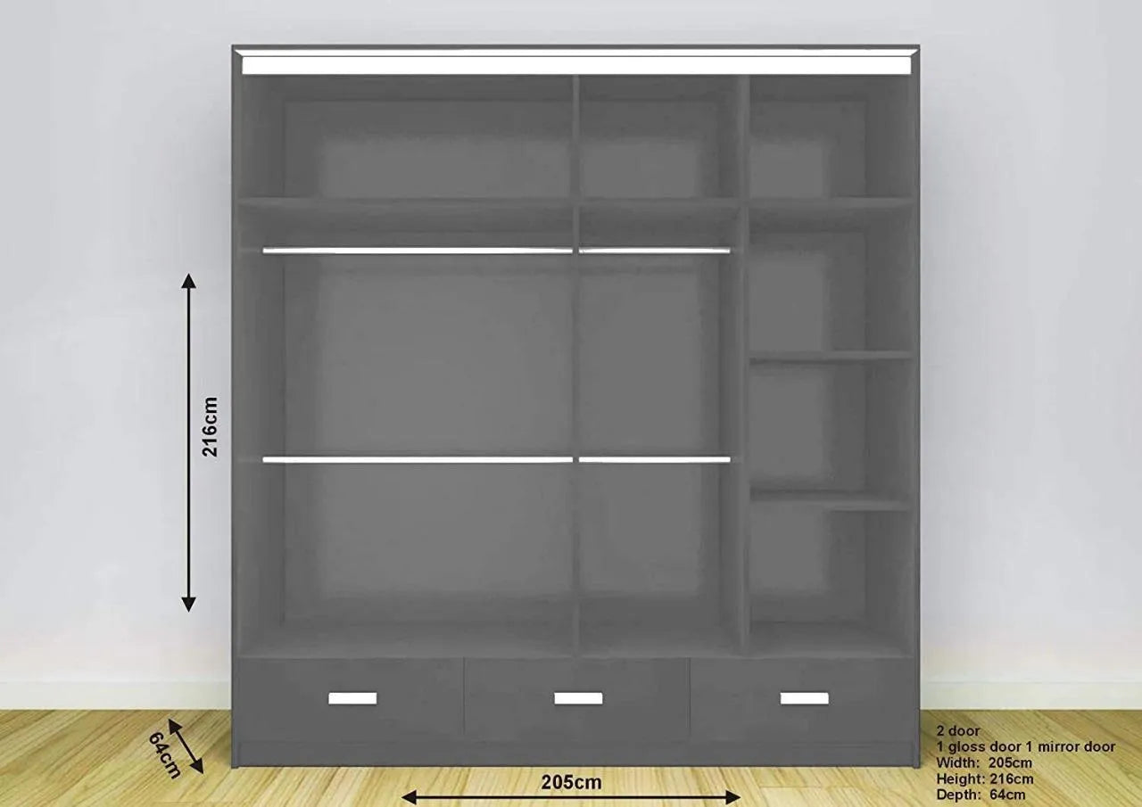 Florence Premium Sliding Mirror Wardrobe