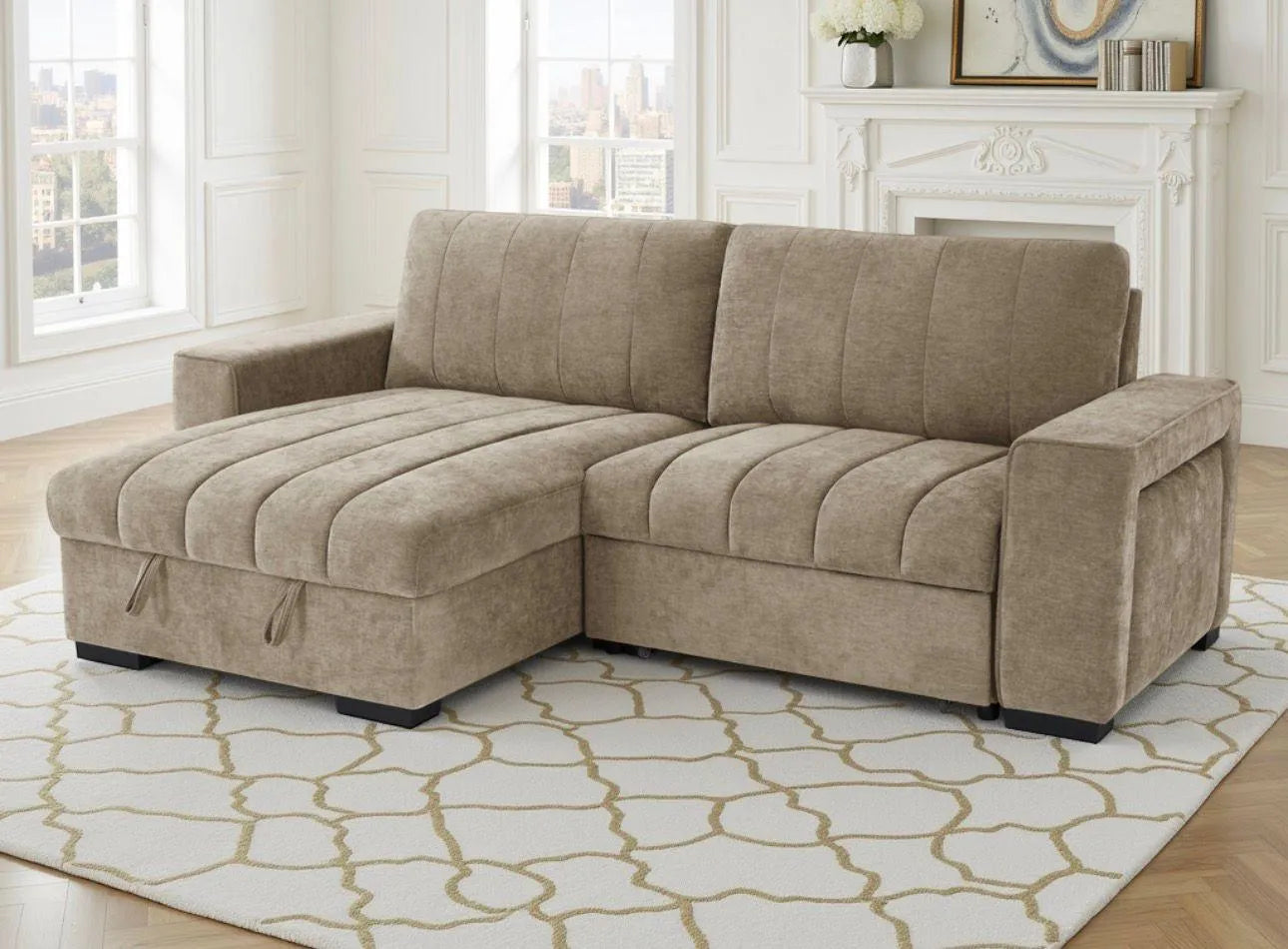Franklin Universal Sleeper Sofa Bed with Storage & USB Charging