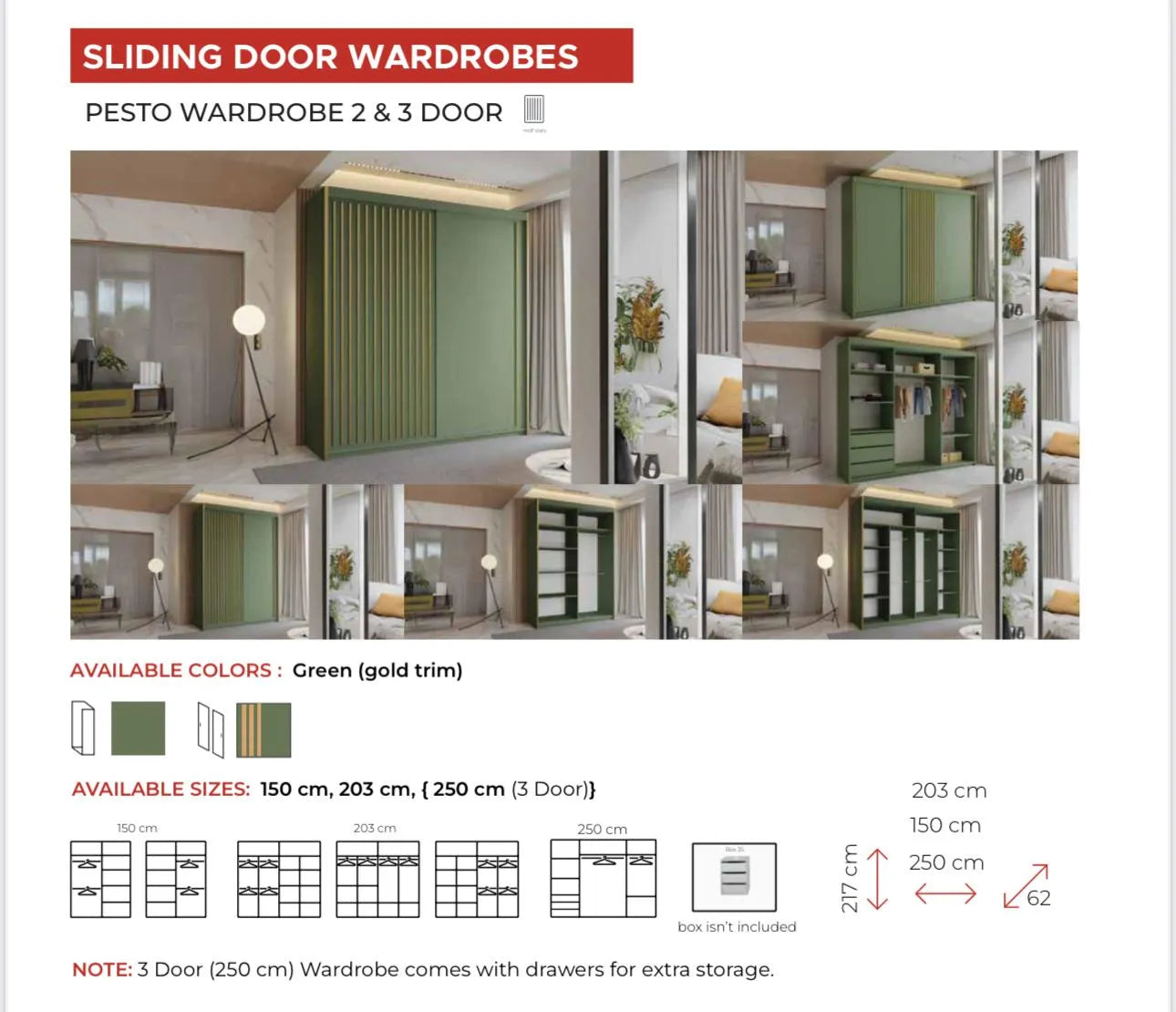 Pesto Premium Sliding Wardrobe Range with Vertical Striped Accent & Mirror Facade
