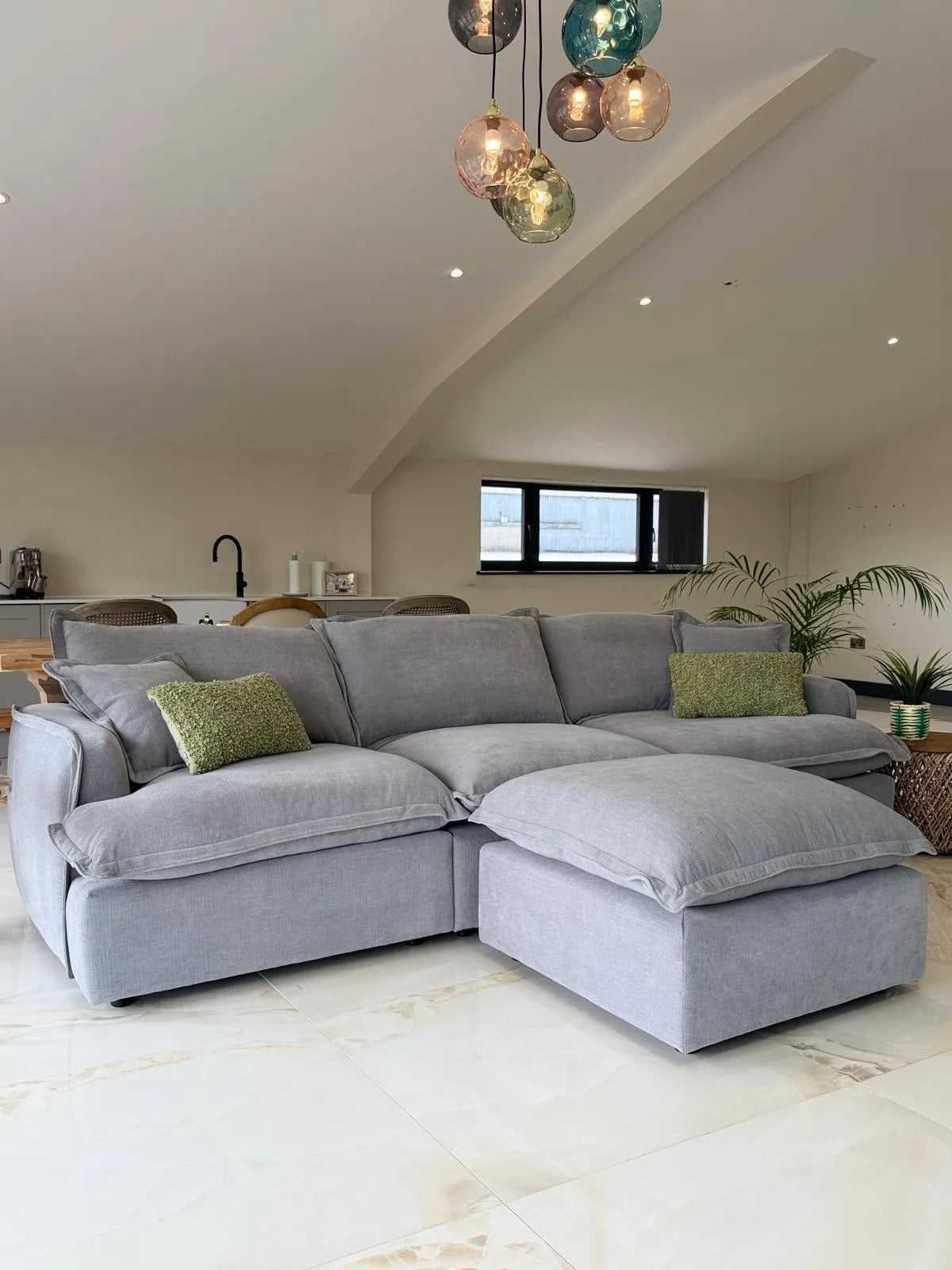 Santa Barbara Large 3-Seater Fabric Sofa with Matching Footstool