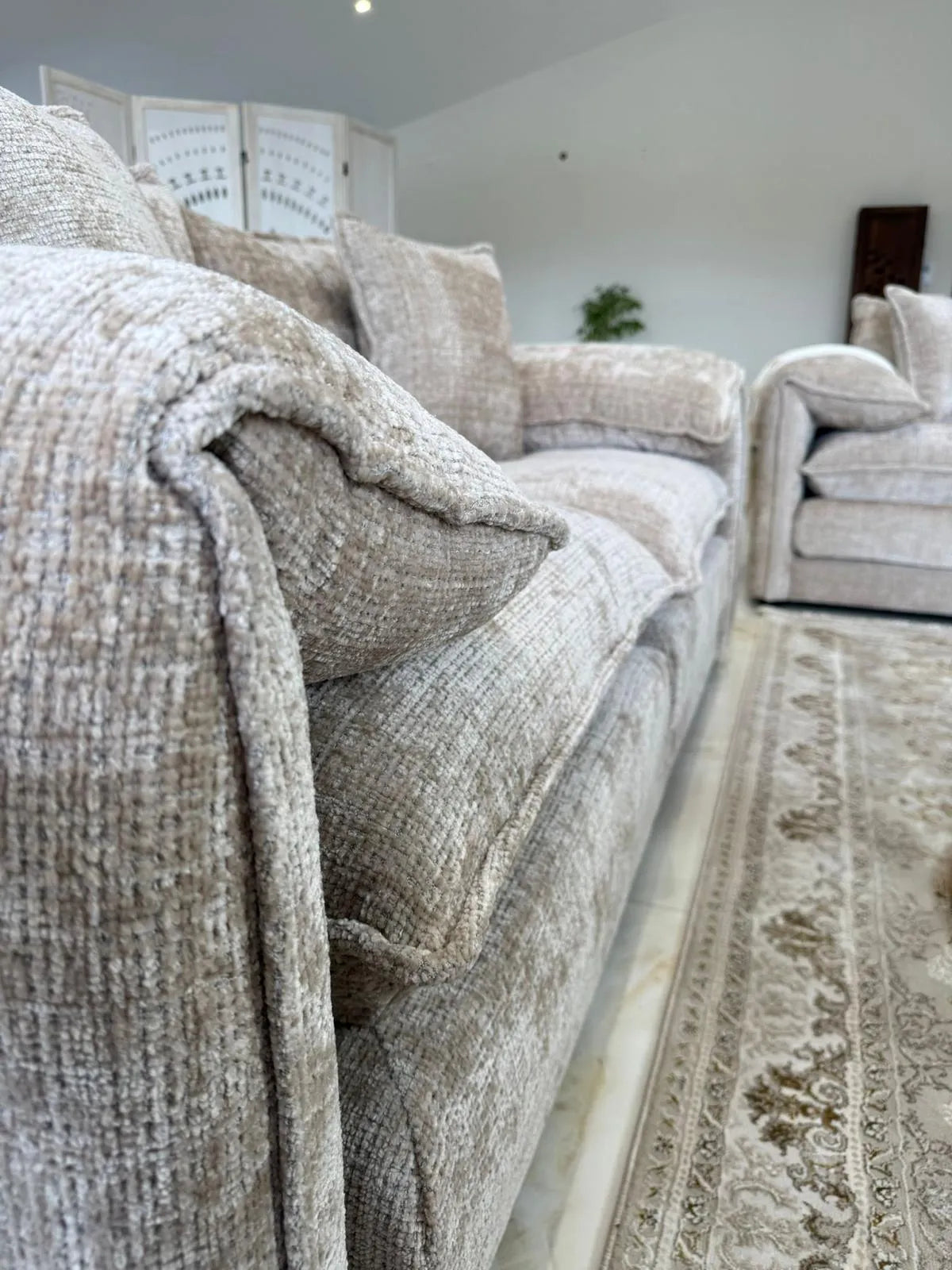Solaya Luxury Chenille Fabric Sofa Range | 3-Seater, 2-Seater, Armchair & Footstool