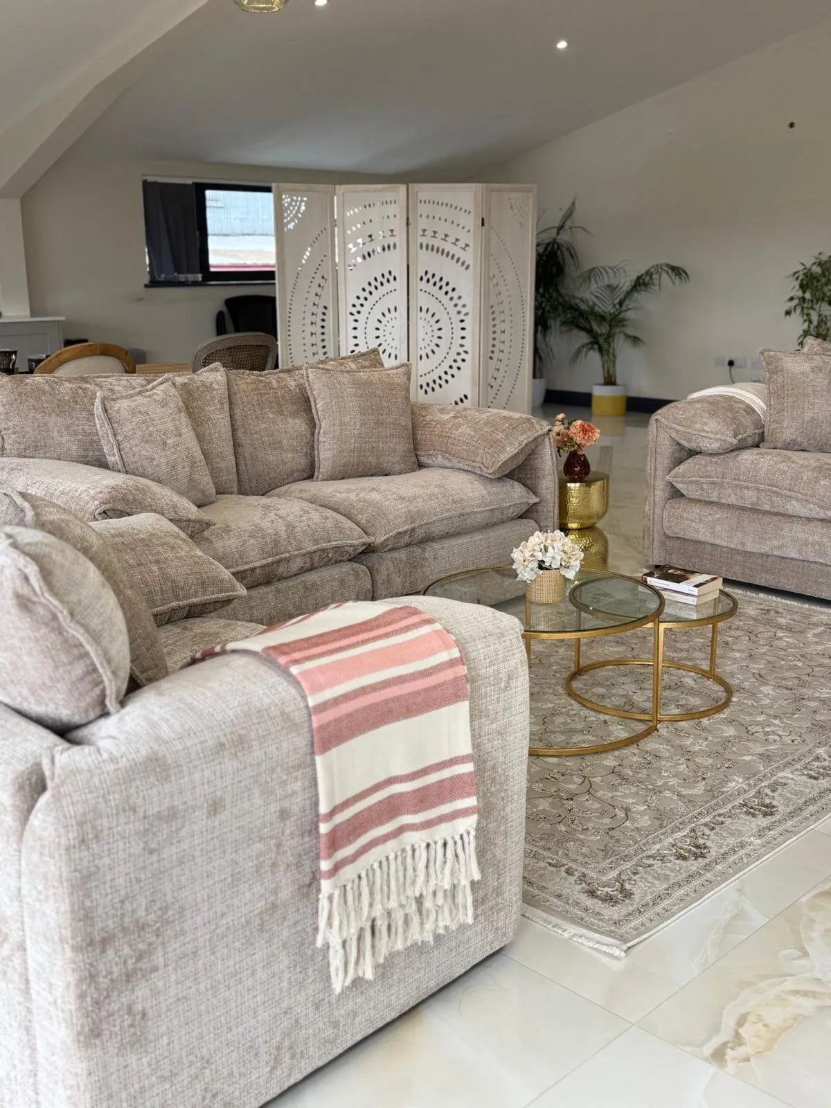 Solaya Luxury Chenille Fabric Sofa Range | 3-Seater, 2-Seater, Armchair & Footstool