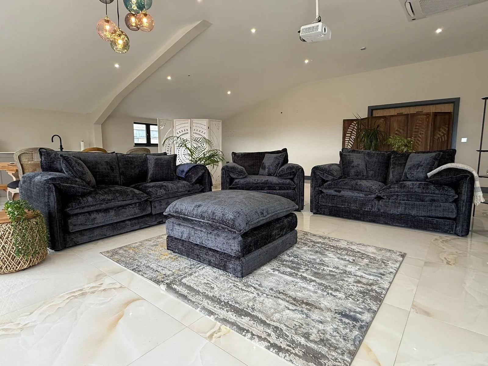 Solaya Luxury Chenille Fabric Sofa Range | 3-Seater, 2-Seater, Armchair & Footstool