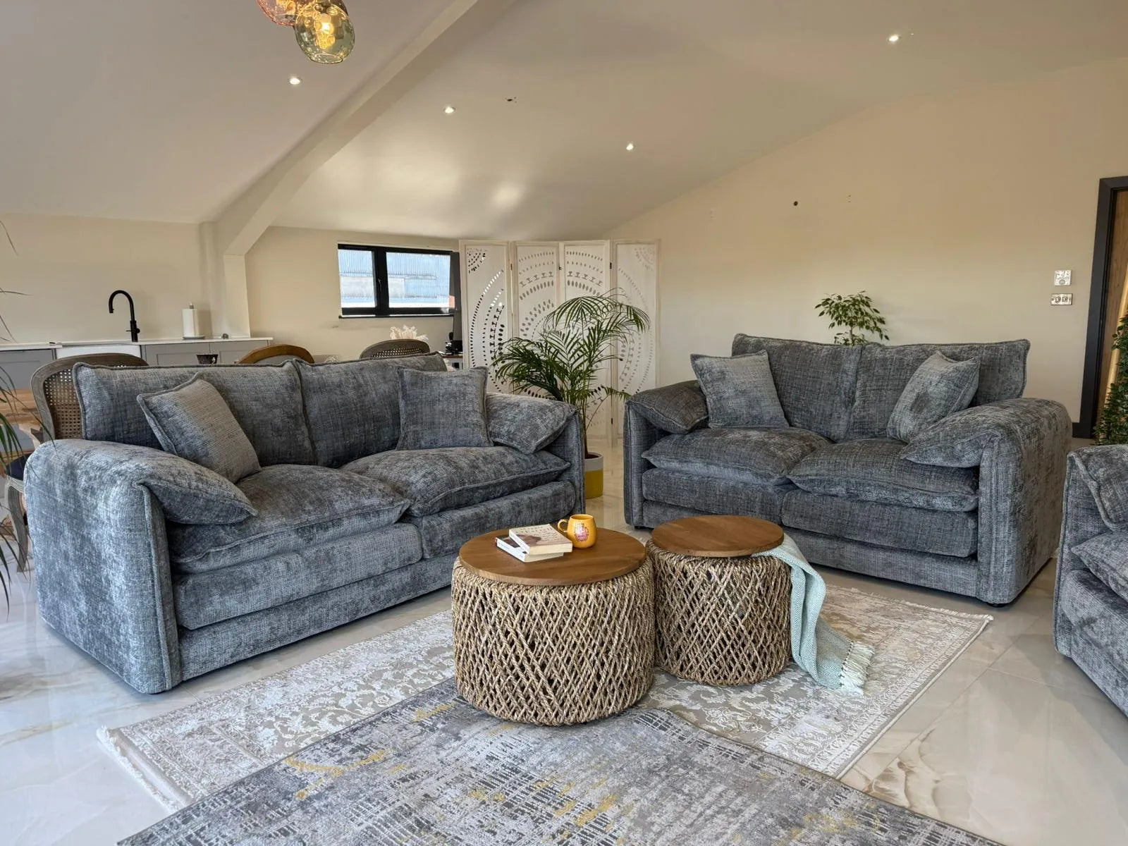 Solaya Luxury Chenille Fabric Sofa Range | 3-Seater, 2-Seater, Armchair & Footstool
