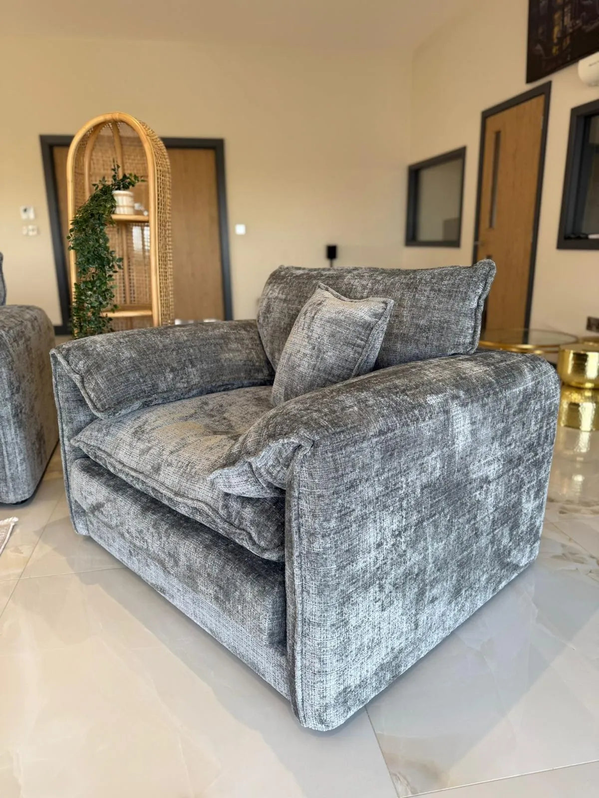 Solaya Luxury Chenille Fabric Sofa Range | 3-Seater, 2-Seater, Armchair & Footstool