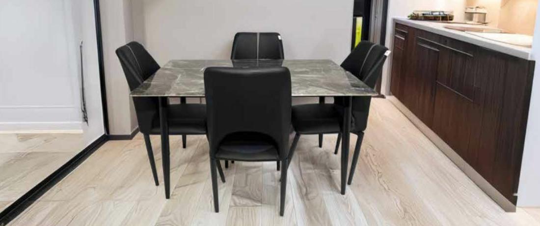 Siena Extendable High-Gloss Marble-Effect Luxury Dining Table