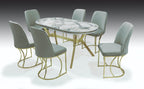 Siena Extendable High-Gloss Marble-Effect Luxury Dining Table