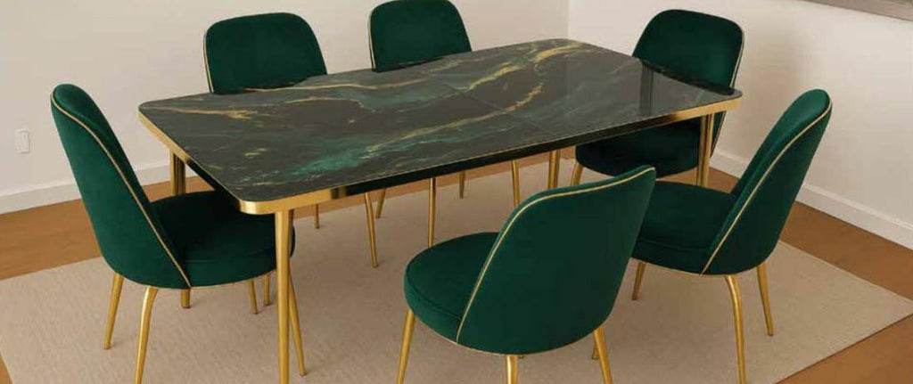 Siena Extendable High-Gloss Marble-Effect Luxury Dining Table