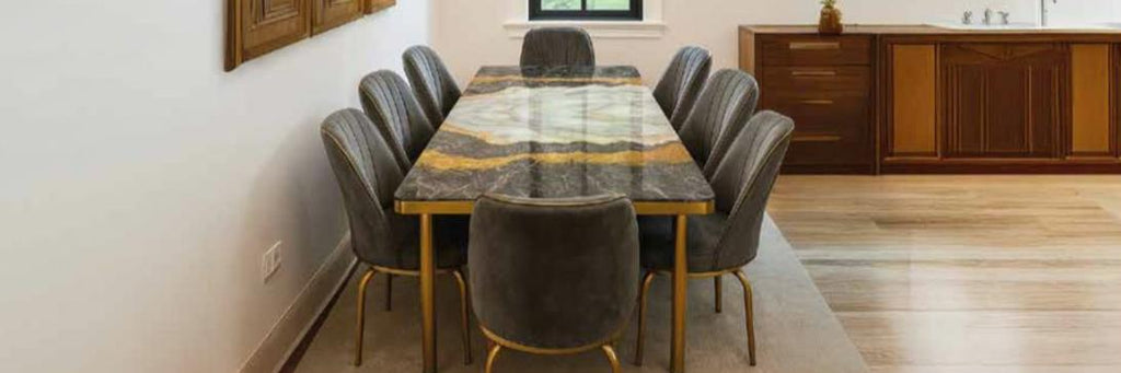 Siena Extendable High-Gloss Marble-Effect Luxury Dining Table