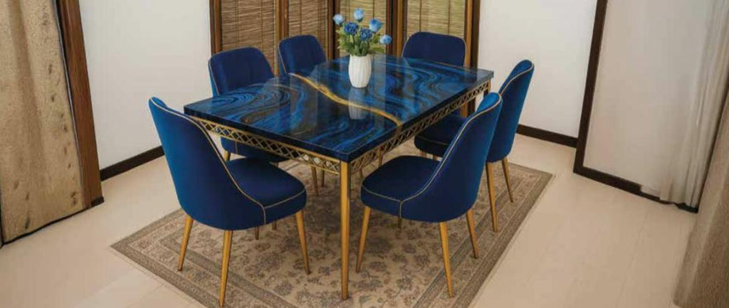 Siena Extendable High-Gloss Marble-Effect Luxury Dining Table