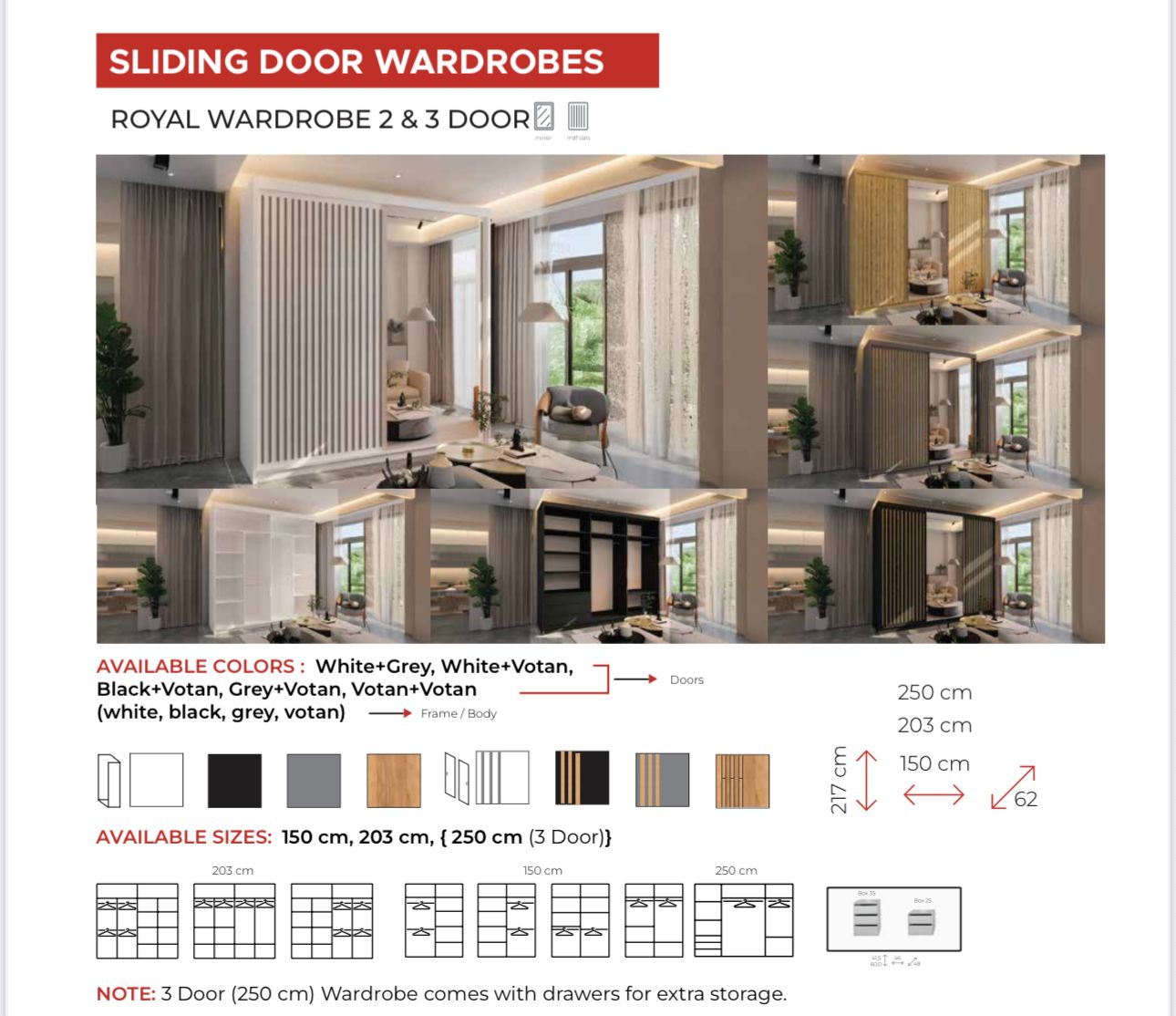 Royal Premium Sliding Mirror Wardrobe | 2-Door & 3-Door Luxury Storage